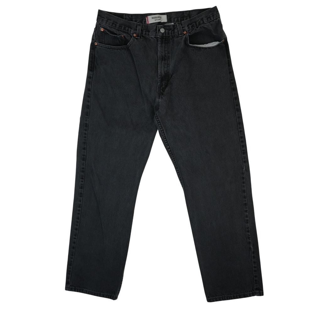 Levis 505 Regular Fit Jeans Mens 38x32 Black Vintage 2004 Straight Leg Denim